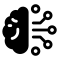 Minimalist brain with network protruding from it in black.