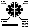 Minimalist military symbol with text projecting from it.