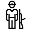Minimalist soldier with rifle.