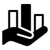 Human hand holding bars of graph in black.